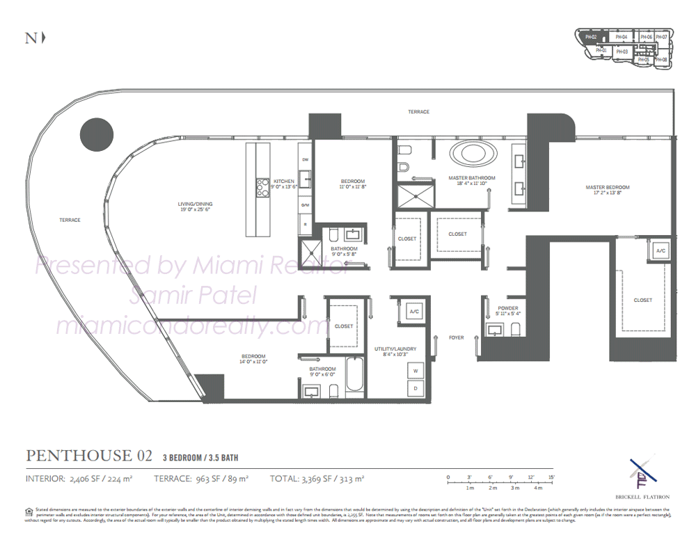 Floorplan of Brickell Flatiron Condominium of Penthouse 02 Line in Building