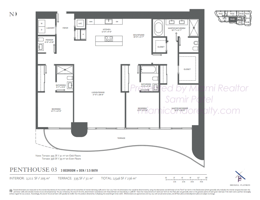 Floorplan of Brickell Flatiron Condominium of Penthouse 03 Line in Building