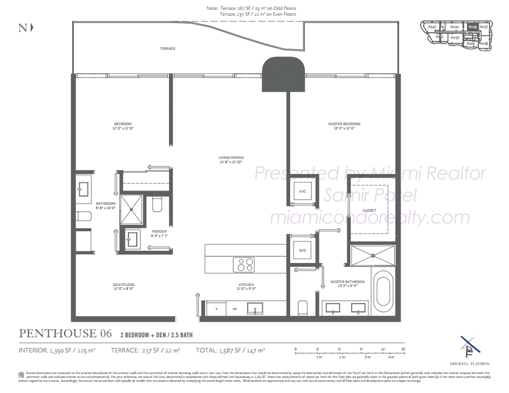 Floorplan of Brickell Flatiron Condominium of Penthouse 06 Line in Building