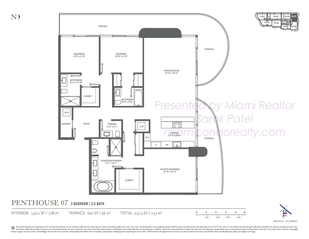Floorplan of Brickell Flatiron Condominium of Penthouse 07 Line in Building