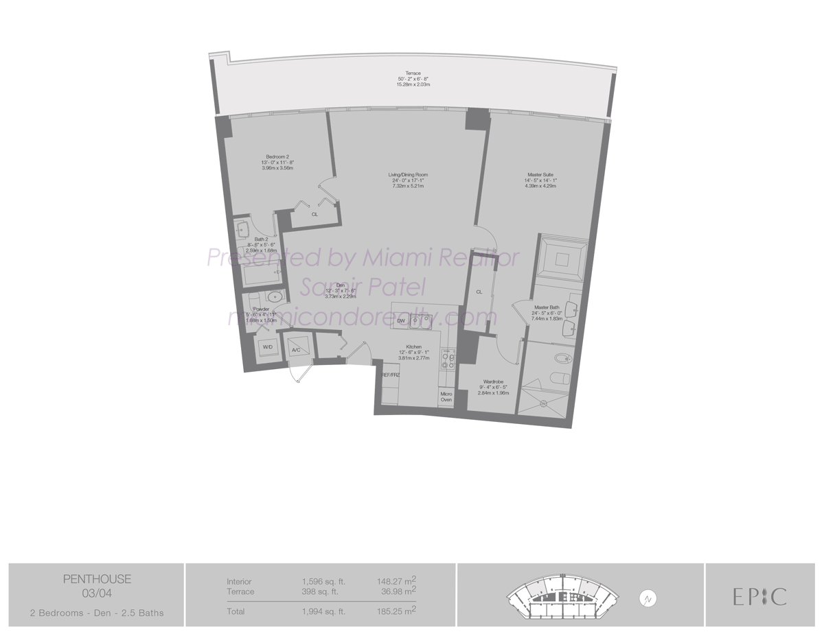 EPIC Residences Penthouse Floorplans 03 and 04 Lines