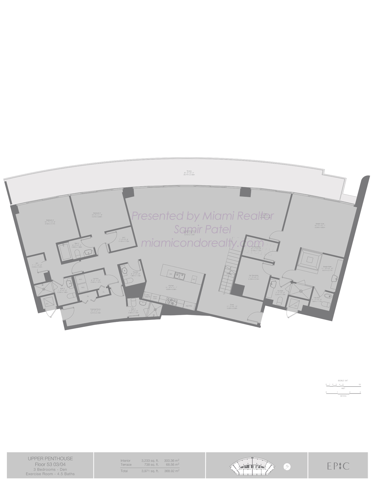 EPIC Residences Upper Penthouse Floorplans for Units 5303 and 5304