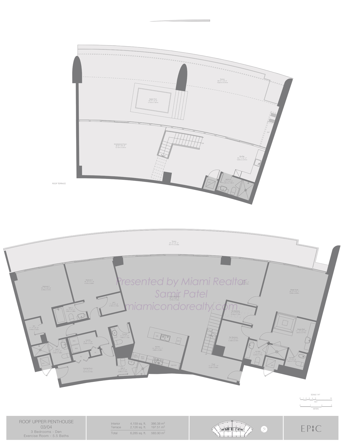 EPIC Residences Upper Penthouse Floorplans for Units 5403 and 5404