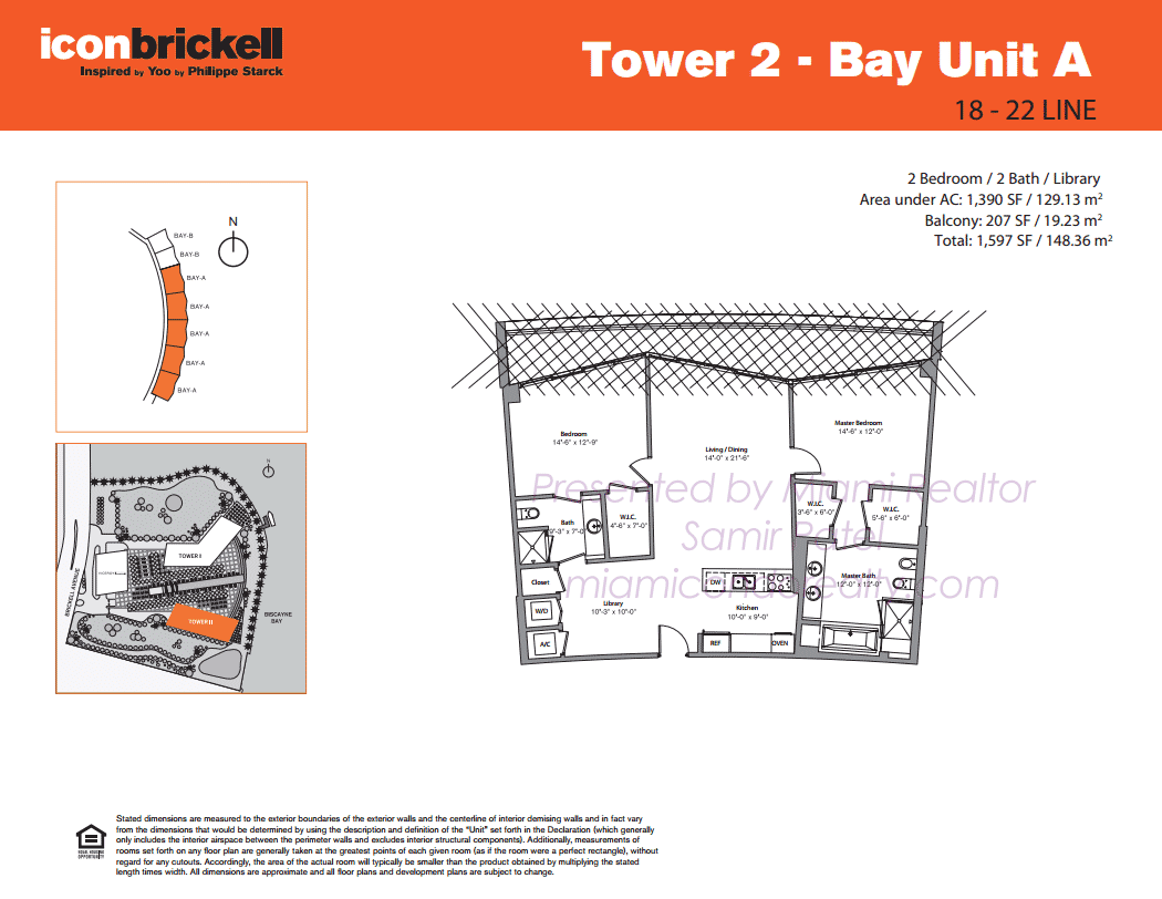 Floorplan of Icon Brickell Tower 2 Bayliner A