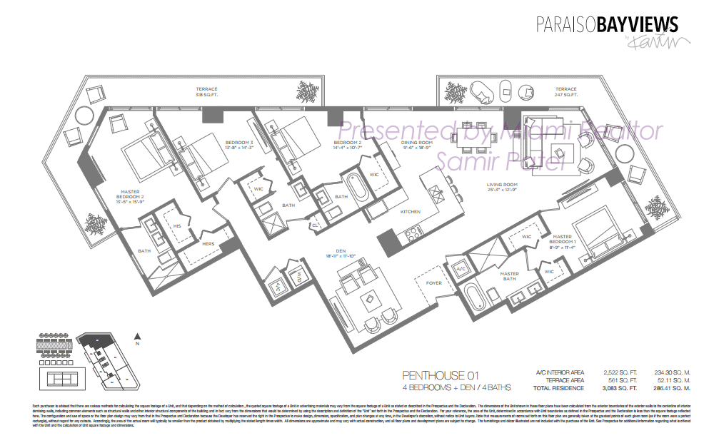 Floorplan of Paraiso Bayviews Condominium of Penthouse 01 Line in Building