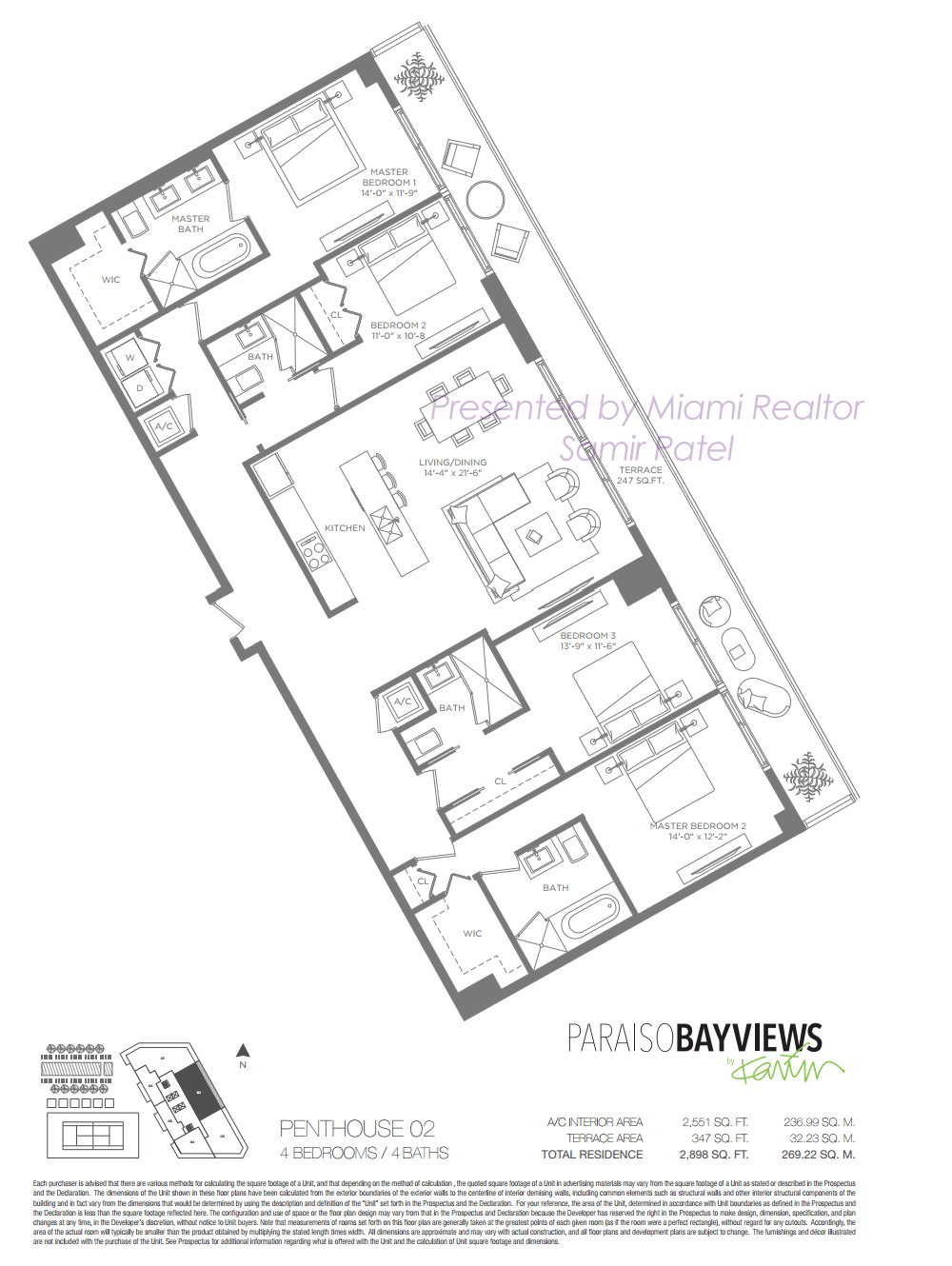 Floorplan of Paraiso Bayviews Condominium of Penthouse 02 Line in Building