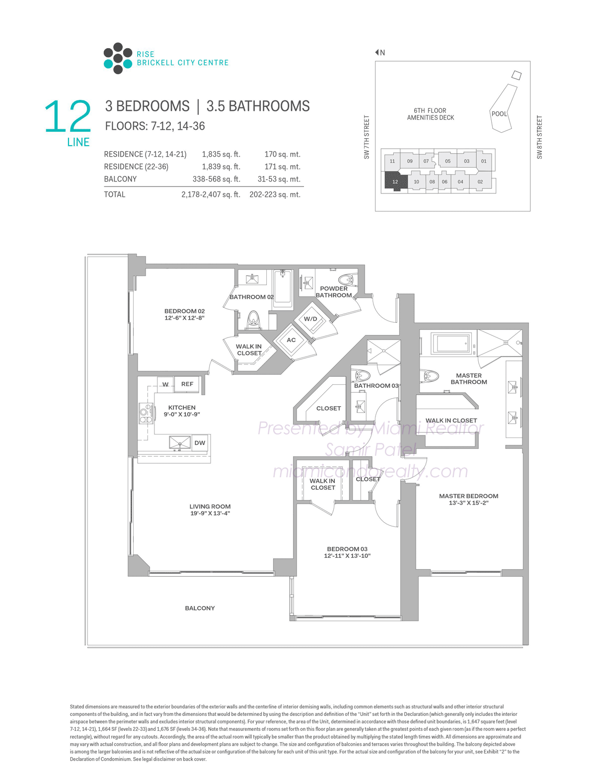 Rise at Brickell City Centre Residence 12 Floorplan