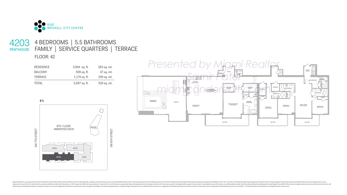 Rise at Brickell City Centre Penthouse 4203 Floorplan