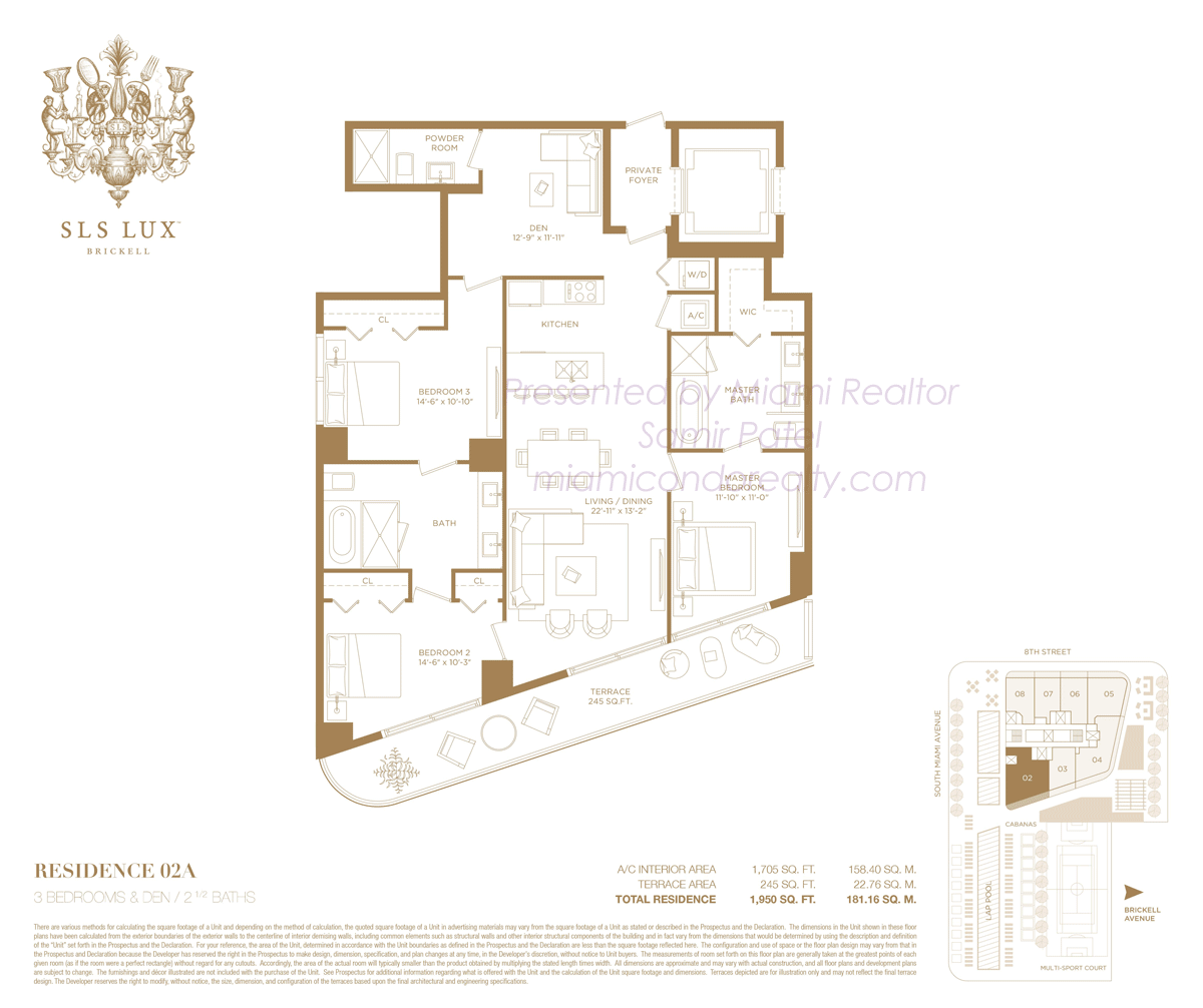 SLS LUX Brickell Residence 02A Floorplan