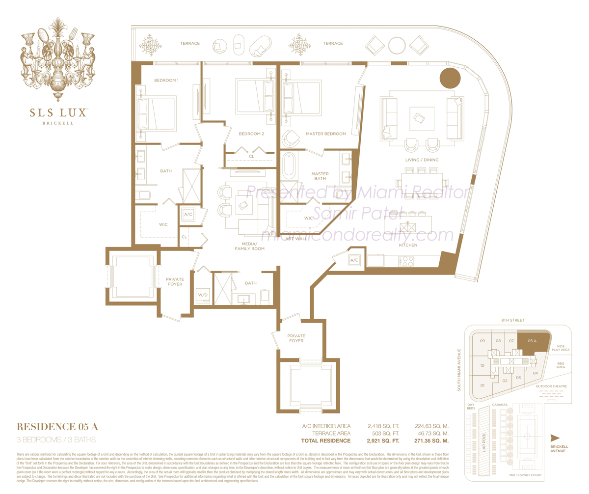 SLS LUX Brickell Residence 05A Floorplan
