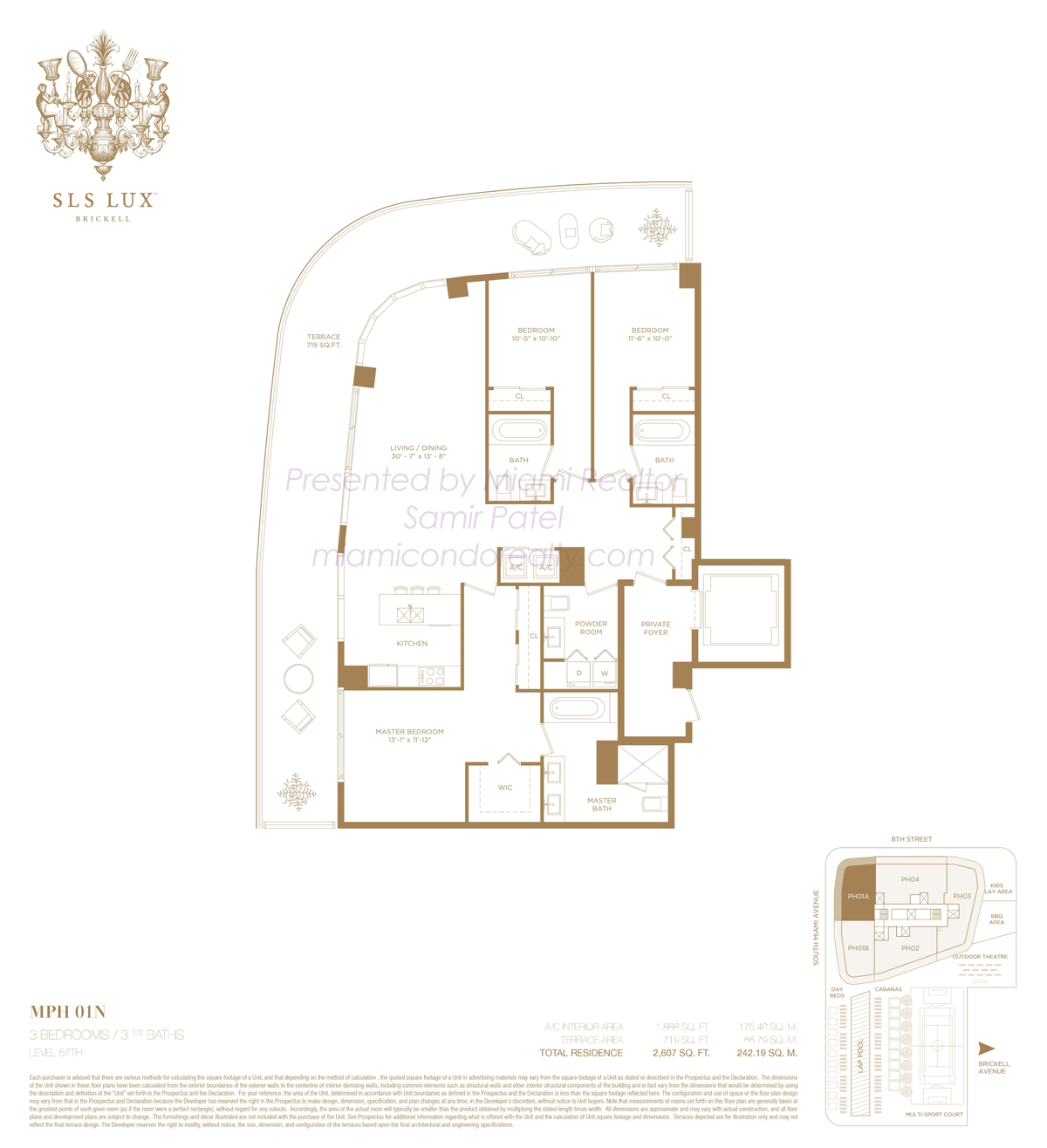 SLS LUX Brickell Middle Penthouse 01 North Floorplan