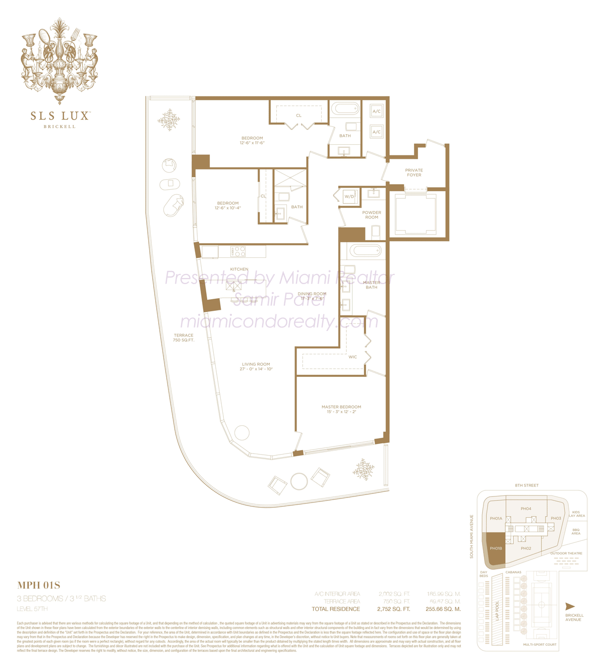 SLS LUX Brickell Middle Penthouse 01 South Floorplan