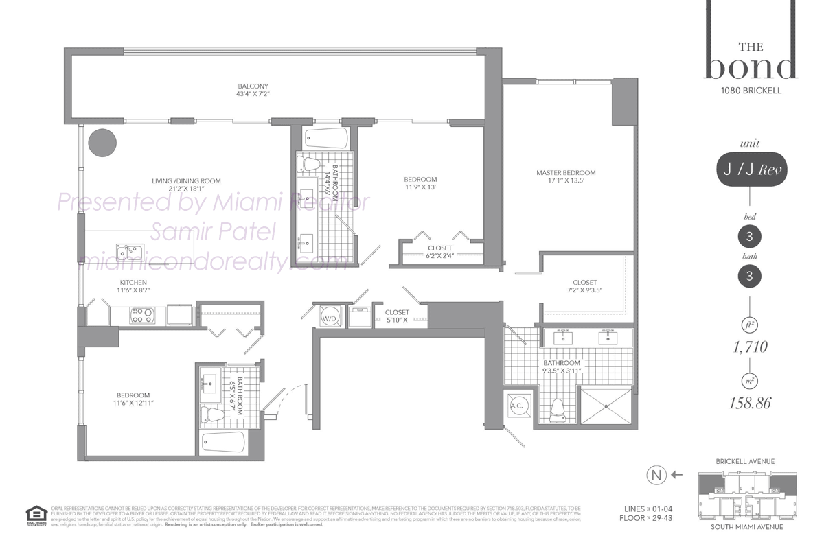 The Bond on Brickell Residence Model J Floorplan