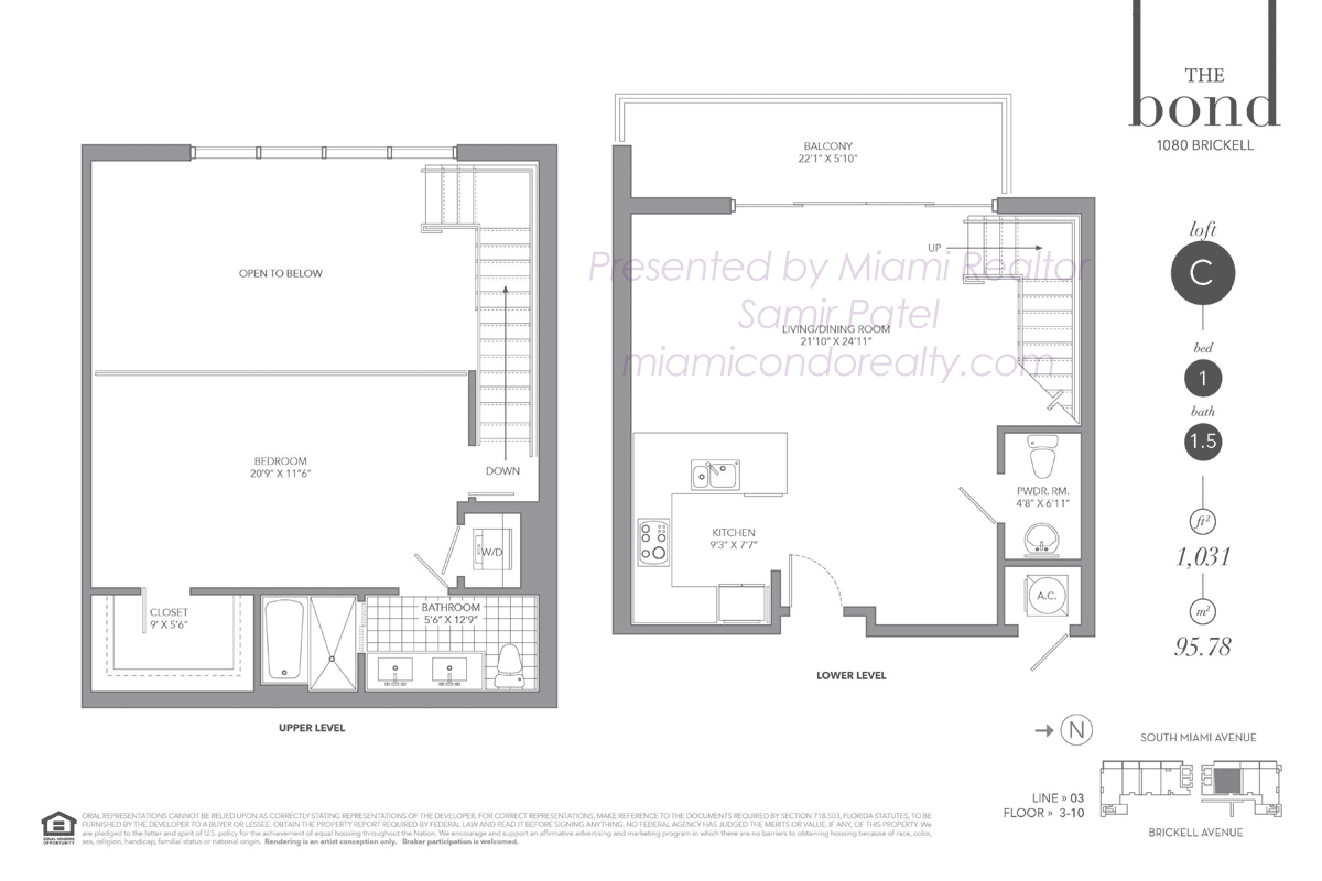 The Bond on Brickell Residence Loft C Floorplan